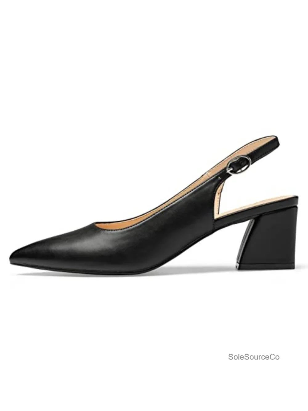 Women's Slingback Block Heel Pumps Closed Toe Chunky Low Heels Office Wedding